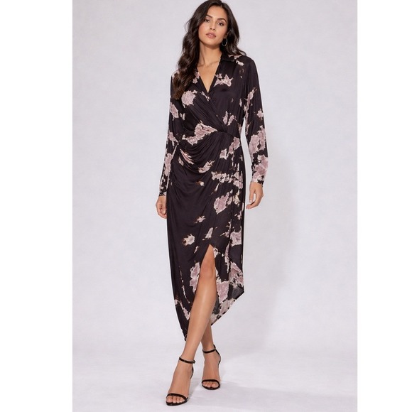 Young Fabulous & Broke Dresses & Skirts - YFB Womens Dress S Aimee Brown Tie Dye Asymmetrical Midi Drapey Edgy Chic Moody